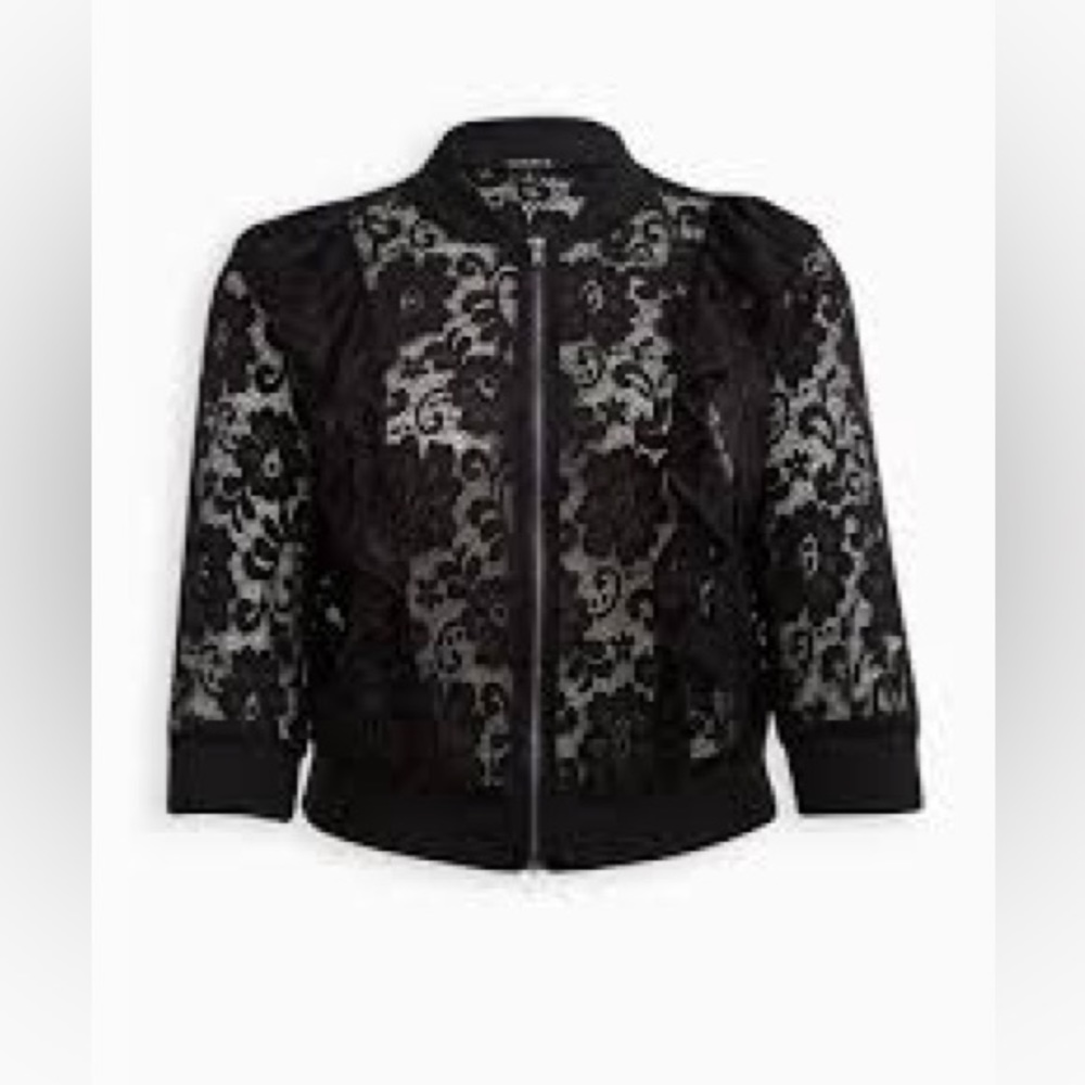 Torrid Black Lace Zip Up Jacket